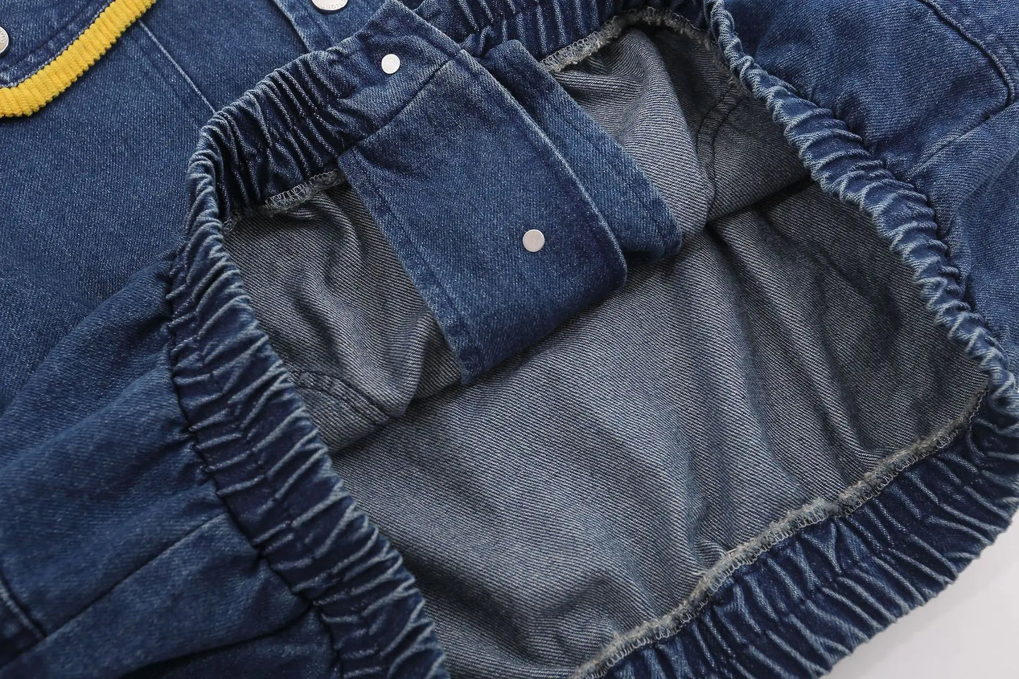 Embroidery Denim Splice Collar Jacket