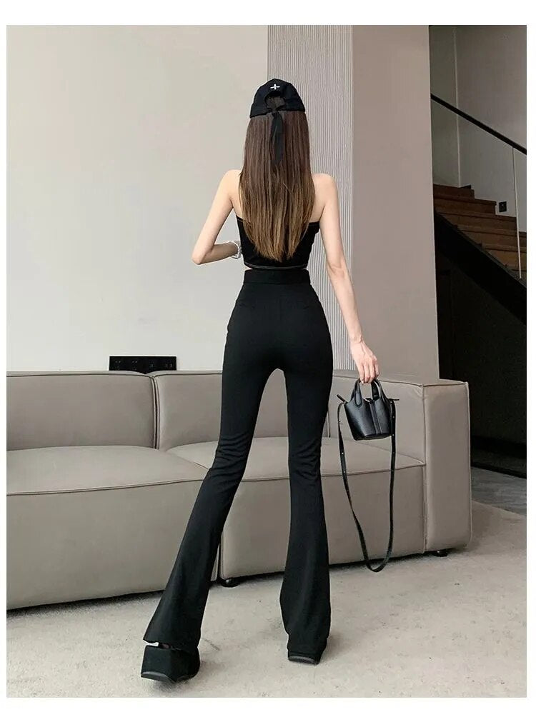 High Waisted Flared Pants Chic Slim