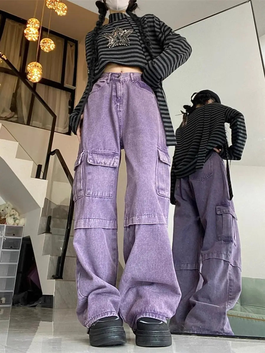 Purple Retro Cargo Pants