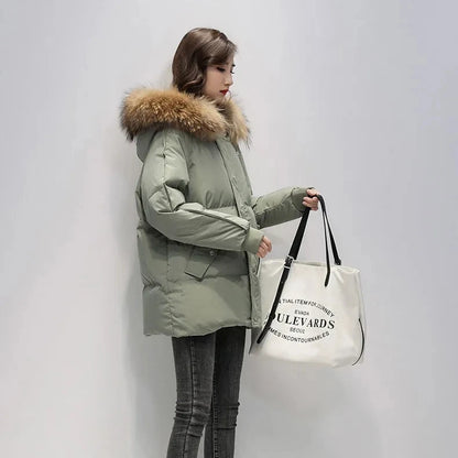 Winter Jacket Fur Collar Hooded