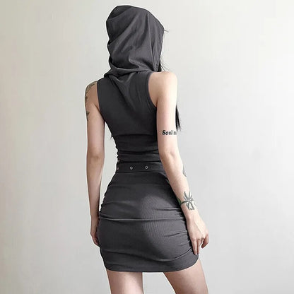 Grunge Hooded Mini Dress