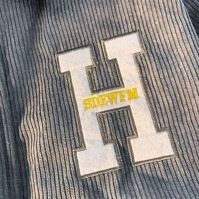 Corduroy Letter Embroidered Jacket