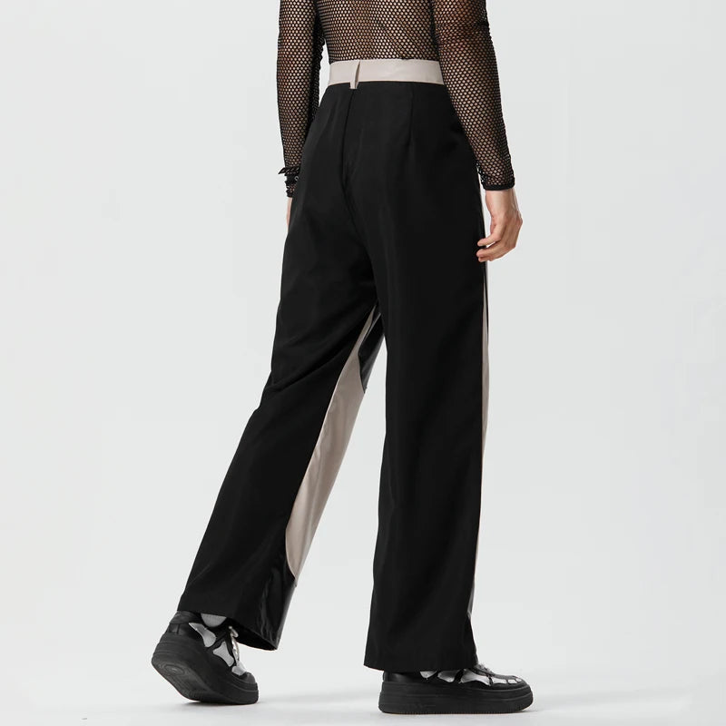 PU Leather Patchwork Trousers