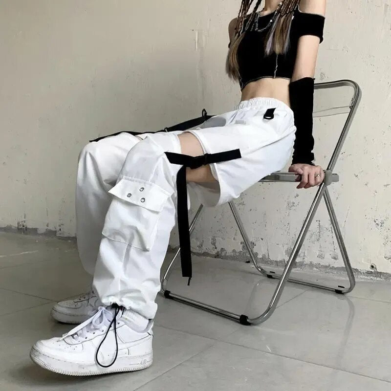 Streetwear High Waist Cargo Pants Detachable