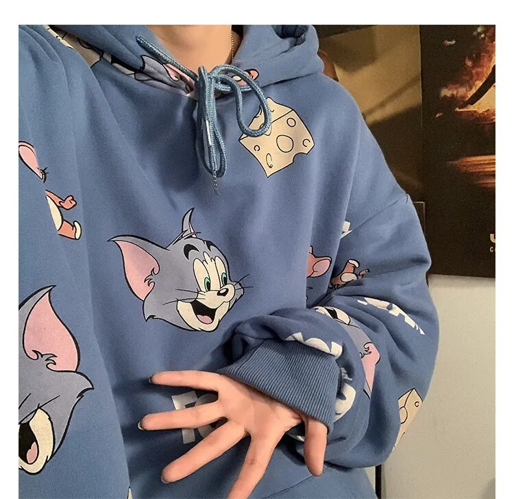 Tom And Jerry  Print Hoodies