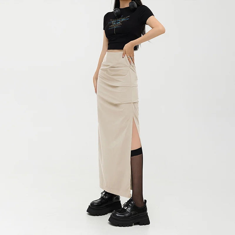 Cargo Split High Waist Skirt