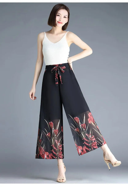 Fashion Lacing High Waist Wide Leg Pants