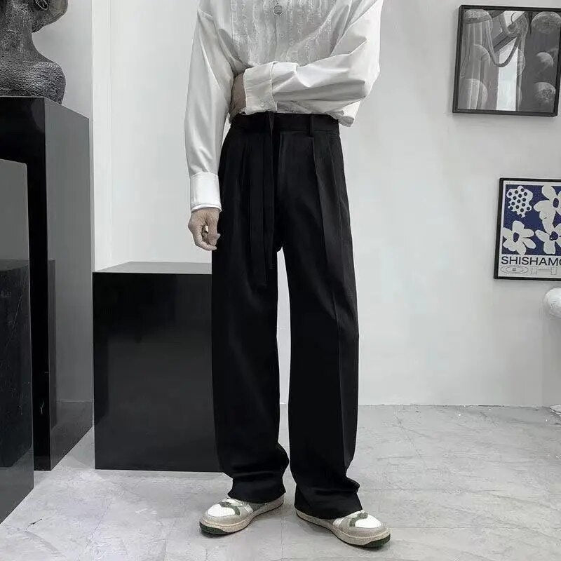 Belted Harajuku Suit Pants Elegant