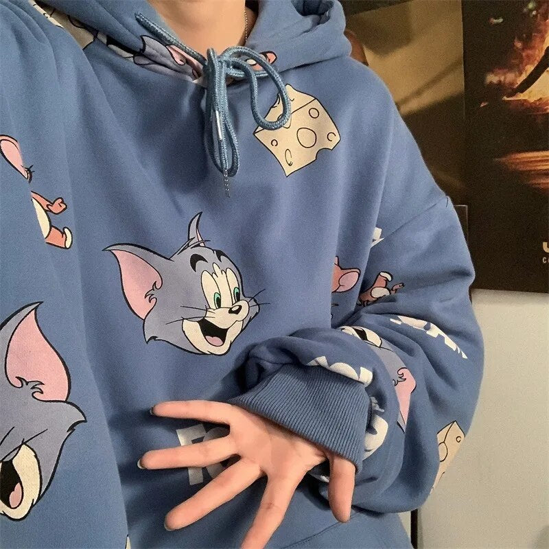 Tom And Jerry  Print Hoodies