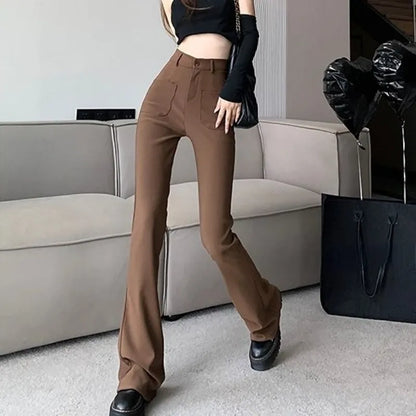 High Waist Solid Office Trousers