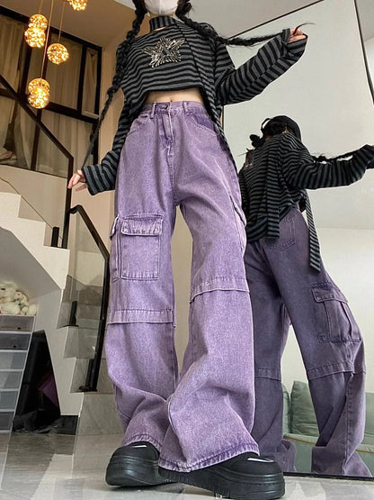 Purple Retro Cargo Pants