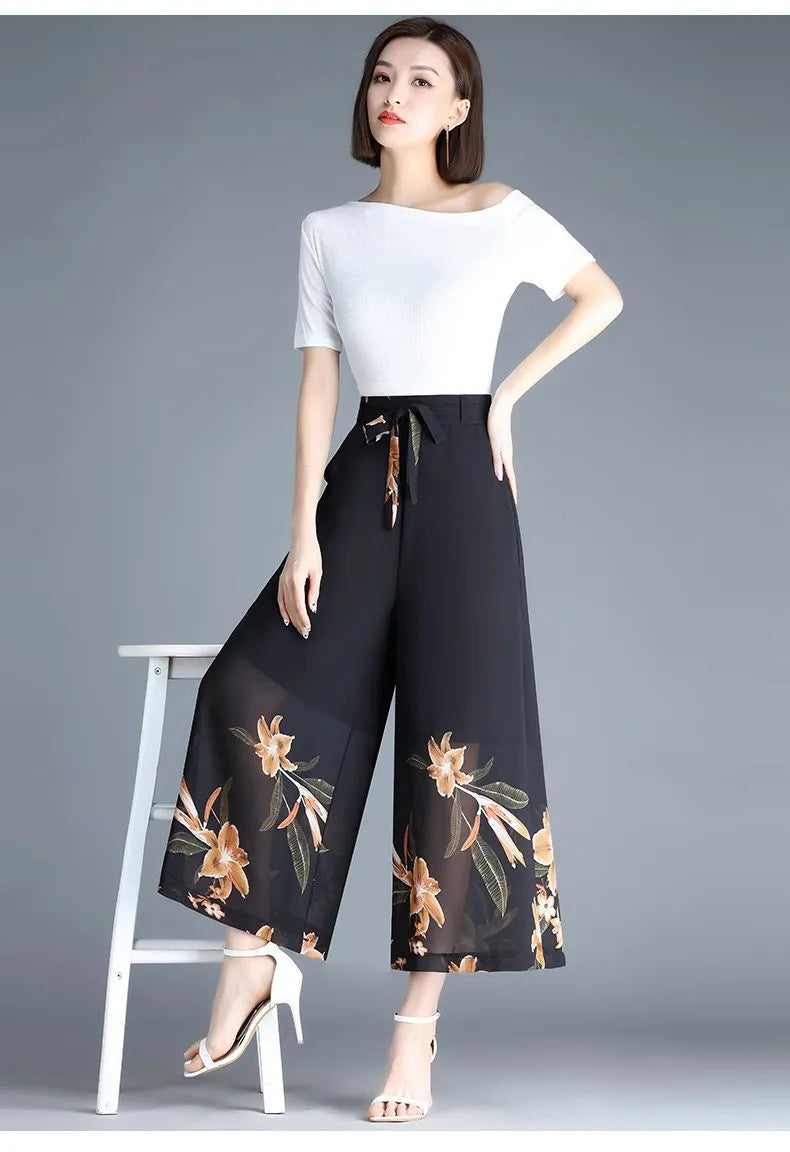 Fashion Lacing High Waist Wide Leg Pants