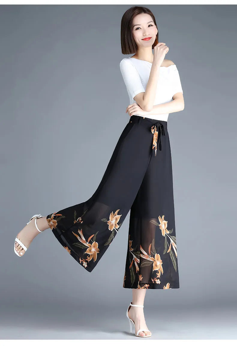 Fashion Lacing High Waist Wide Leg Pants